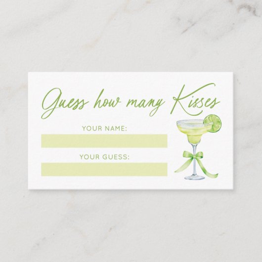 Guess How Many Kisses Bridal Shower Game Card エンクロージャーカード (正面)