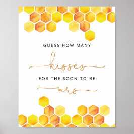 Guess how many kisses bridal shower game poster ポスター