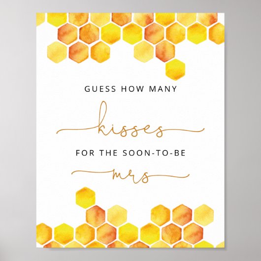 Guess how many kisses bridal shower game poster ポスター (正面)