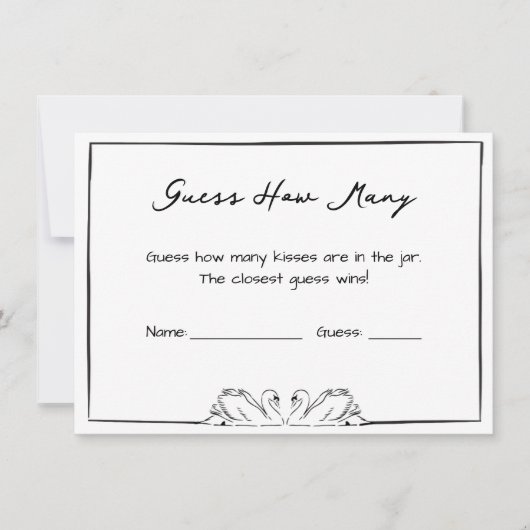 Guess How Many Kisses Bridal Shower Game Swan Chic ノートカード (正面)