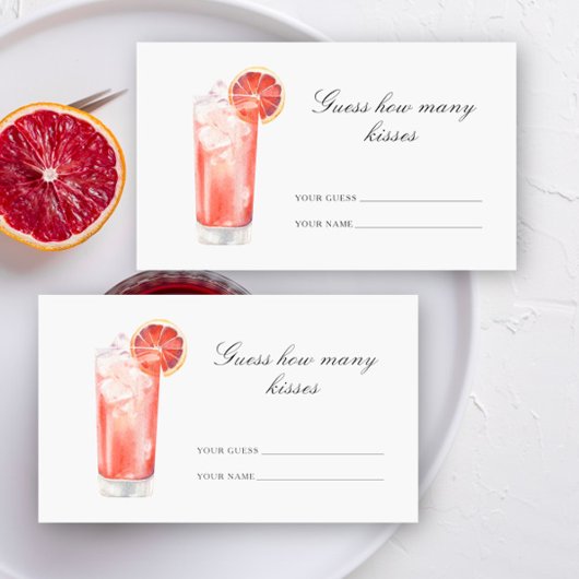 Guess how many kisses Cocktail bridal shower エンクロージャーカード