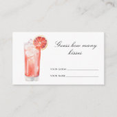 Guess how many kisses Cocktail bridal shower エンクロージャーカード (正面)