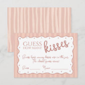 Guess How Many Kisses Game Blush Pink Striped Card サンキューカード (正面/裏面)