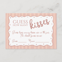 Guess How Many Kisses Game Blush Pink Striped Card サンキューカード