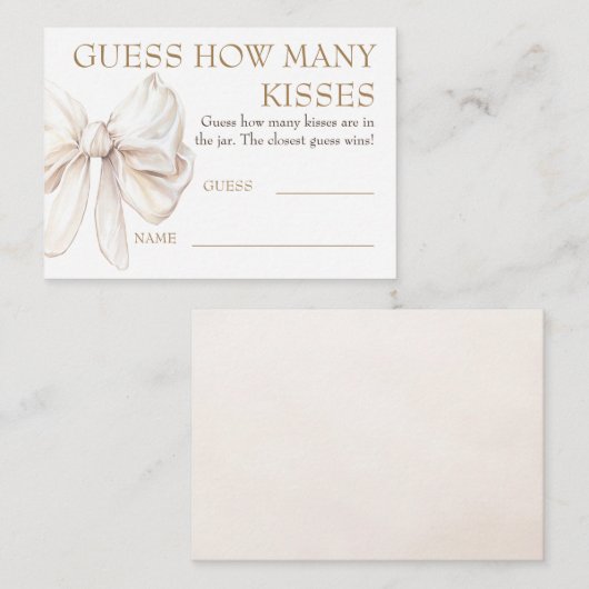 Guess How Many Kisses Game Cards - Chic Bow  エンクロージャーカード (正面/裏面)