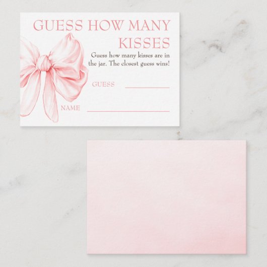 Guess How Many Kisses Game Cards - Chic Bow  エンクロージャーカード (正面/裏面)