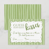 Guess How Many Kisses Game Soft Green Striped Card サンキューカード (正面/裏面)