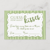 Guess How Many Kisses Game Soft Green Striped Card サンキューカード (正面)