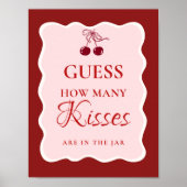 Guess how many Kisses valentine Bridal Shower Sign ポスター (正面)