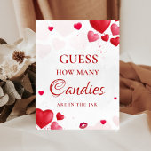 Guess how many Kisses valentine Bridal Shower Sign ポスター