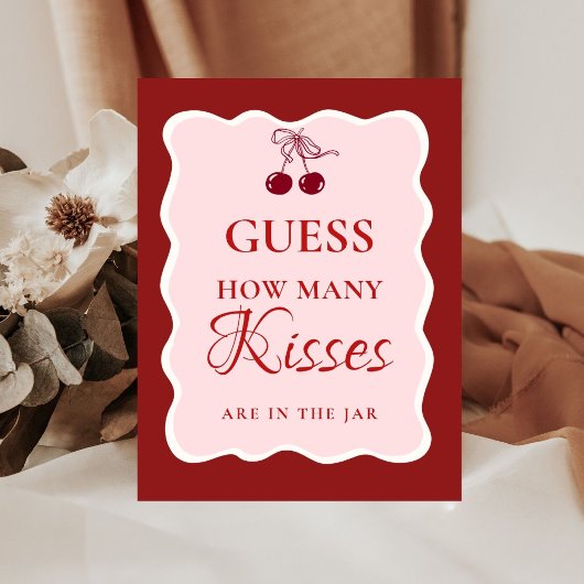 Guess how many Kisses valentine Bridal Shower Sign 台座サイン