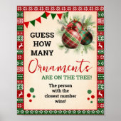 Guess How Many Ornaments Game Ugly Sweater Sign ポスター (正面)