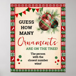Guess How Many Ornaments Game Ugly Sweater Sign ポスター