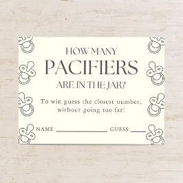 Guess How Many Pacifiers Baby Shower Game エンクロージャーカード