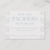 Guess How Many Pacifiers Boy Baby Shower Game エンクロージャーカード (正面)