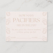 Guess How Many Pacifiers Girl Baby Shower Game エンクロージャーカード (正面)
