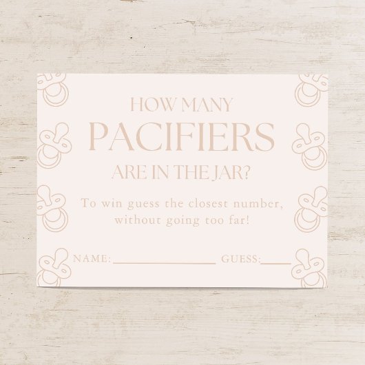 Guess How Many Pacifiers Girl Baby Shower Game エンクロージャーカード