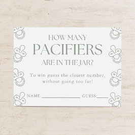 Guess How Many Pacifiers Sage Baby Shower Game エンクロージャーカード