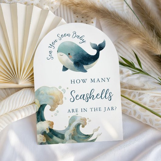 Guess How Many Sea You Soon Baby Shower Game Card 招待状