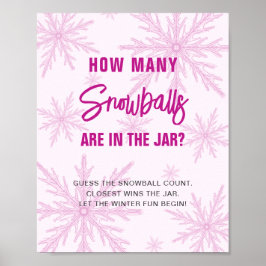 Guess How Many Snowballs Winter Baby Shower ポスター