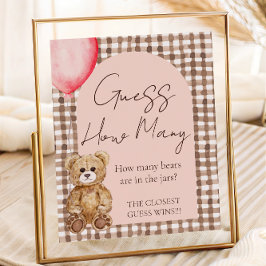 Guess How Many Teddy Bear Baby Shower Game Table  ポスター