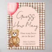 Guess How Many Teddy Bear Baby Shower Game Table  ポスター (正面)