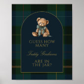 Guess How Many Teddy Bears Baby Shower Game Sign ポスター (正面)