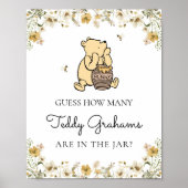 Guess How Many Teddy Bears Baby Shower Game Sign ポスター (正面)