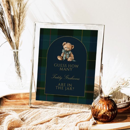 Guess How Many Teddy Bears Baby Shower Game Sign ポスター