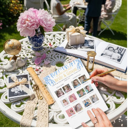 Guess the Age Bridal Shower blue game 招待状