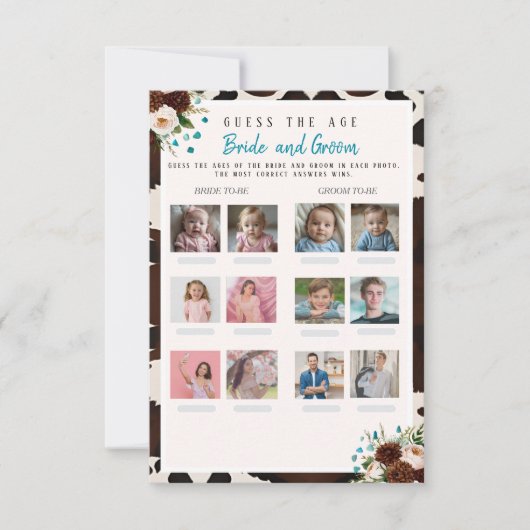 Guess the Age Bridal Shower Boho Wild Floral game 招待状 (正面)