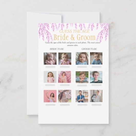 Guess the Age Bridal Shower Pink game 招待状 (正面)