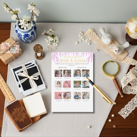 Guess the Age Bridal Shower Pink game 招待状