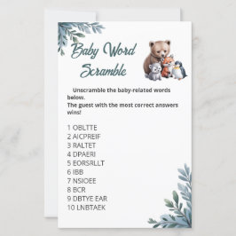 Guess the Baby Words - Snowy Baby Shower Game Card