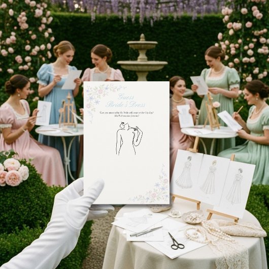 Guess the Dress Bridal Shower Floral game card  招待状