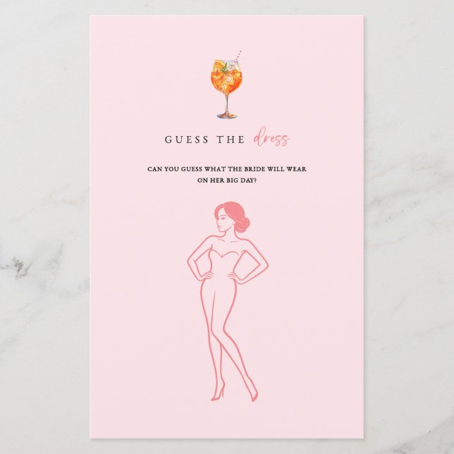 Guess the Dress Spritz Bridal Shower Game (正面)