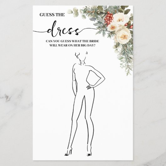 Guess the Dress Winter Bridal Shower Game Card チラシ (正面)