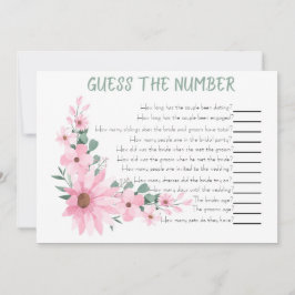 Guess The Number Bridal Shower Game Pink Flowers ノートカード