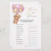 Guess the Price Bear Balloons Baby Shower Game (正面/裏面)