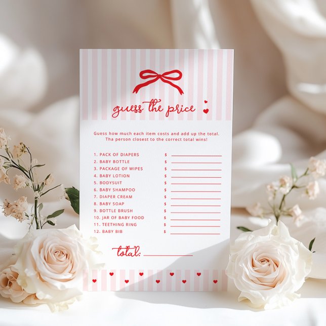 Guess the Price Valentinces Red Bow Baby Shower (クリエイターアップロード済み)