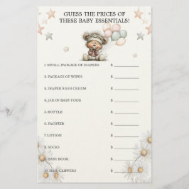Guess the Price Whimsical Teddy Bear Baby Shower  便箋