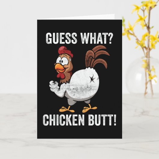Guess What Chicken Butt Farm Animal Funny Farming カード (黄色い花)