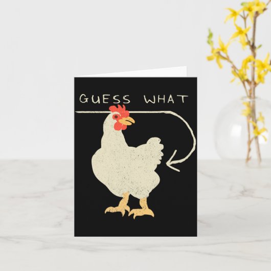 Guess What Chicken Butt Funny Happy  カード (黄色い花)