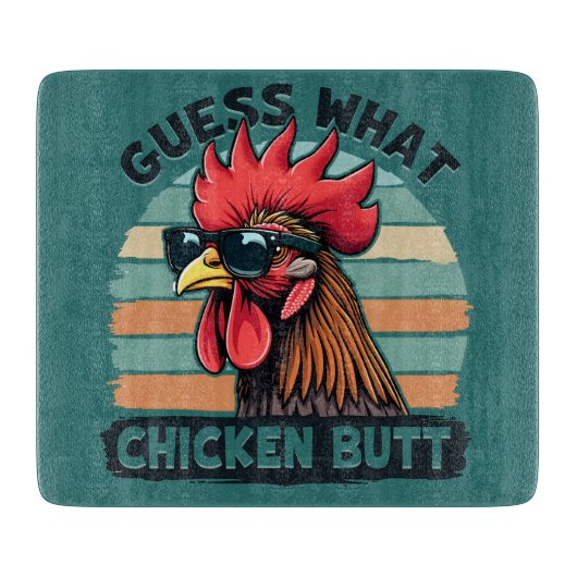 Guess What Chicken Butt Funny Retro Rooster カッティングボード (正面)