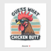 Guess What Chicken Butt Funny Retro Rooster シール (シート)