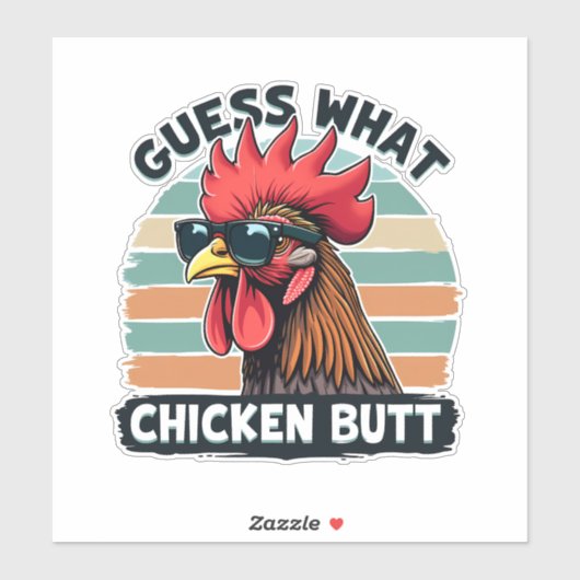 Guess What Chicken Butt Funny Retro Rooster シール (シート)