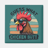 Guess What Chicken Butt Funny Retro Rooster マグネット (正面)