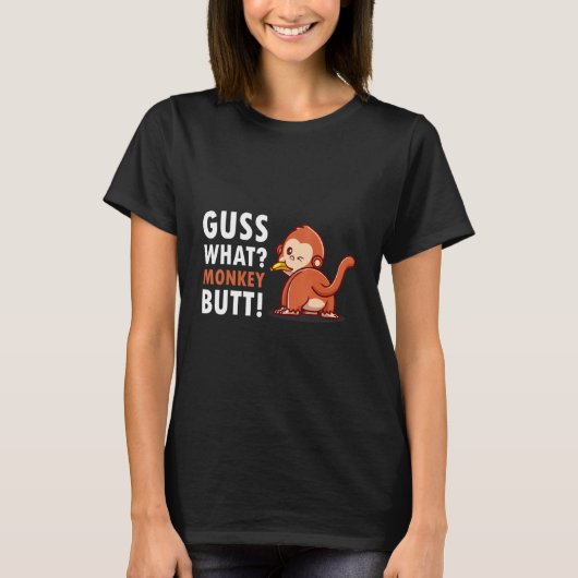 Guess What Monkey Butt Brown With Banana Tシャツ (正面)