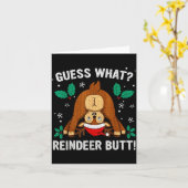 Guess What Reindeer Bu-tt Funny Christmas Family C カード (黄色い花)