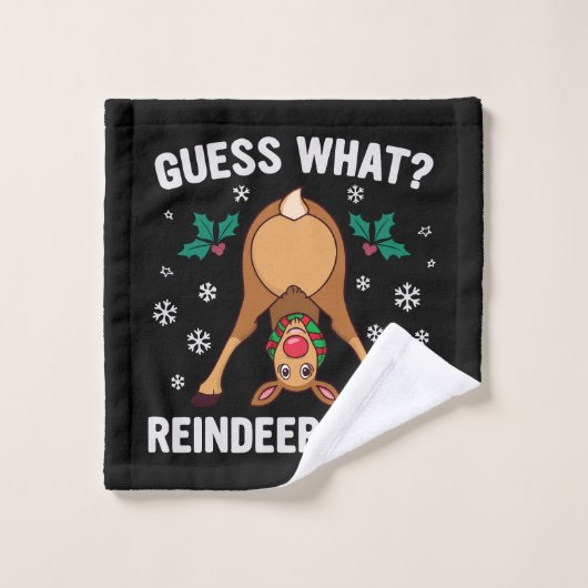 Guess What Reindeer Butt Christmas Joke ウォッシュタオル (ウォッシュタオル)
